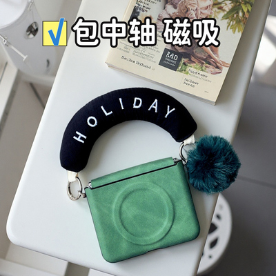 暗绿适用华为purax手机壳毛绒三星zflip7全包中轴荣耀Magicvflip2斜挎挂绳小米mixflip2磁吸支架pocket2防摔