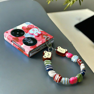 新款适用华为pocket2手机壳小清新可爱花朵轻薄宝盒二代艺术定制版挂绳链条卡通兔子p50pocket s折叠屏防摔女