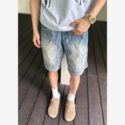美式复古重工解构牛仔短