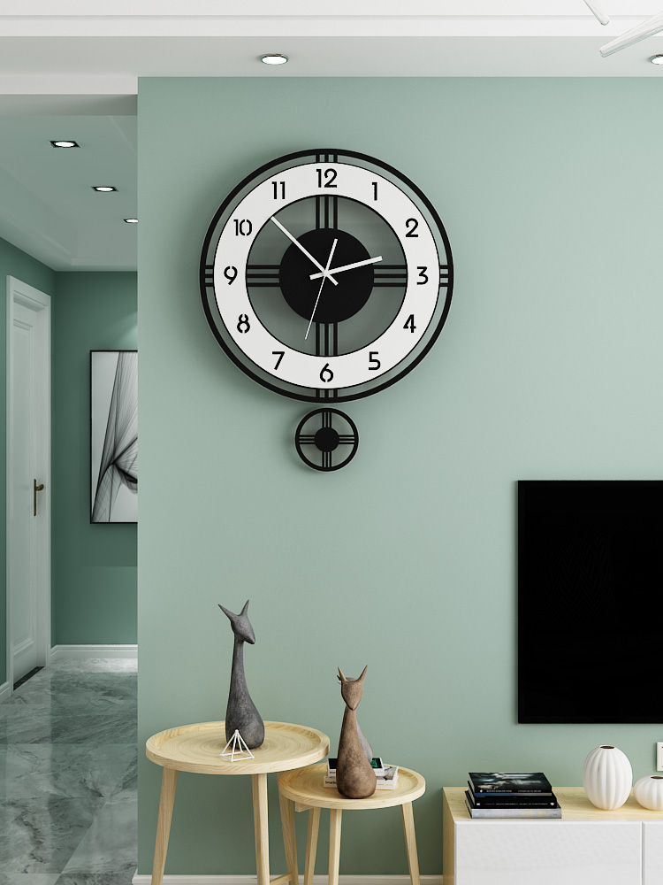 Round clock Wall clock Living room household creative mute ornaments Atmospheric fashion simple modern bedroom decoration clock