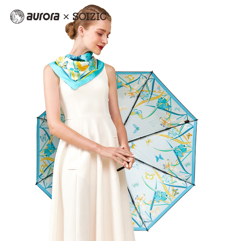 奥罗拉aurora*soizic 仲夏夜之梦 真丝中方巾 艺术晴雨伞 66×66c