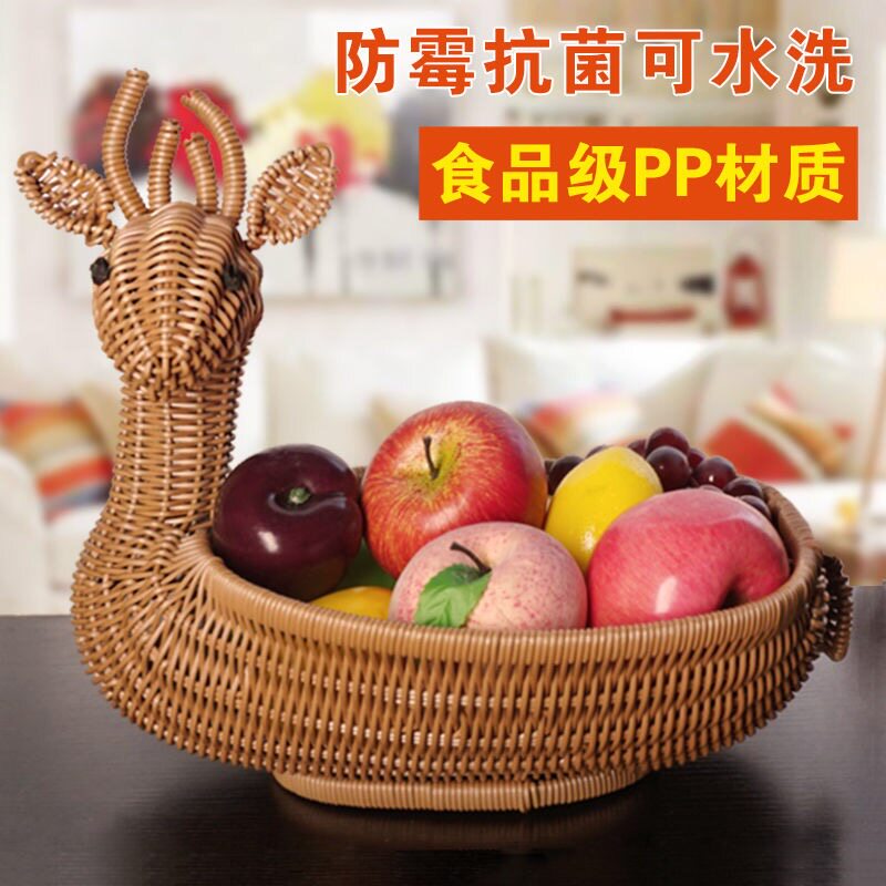 编织鸡鸭仿动物小鹿馒头筐果盘