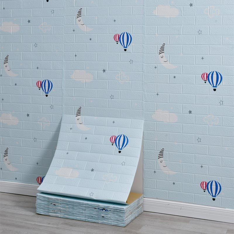 墙纸自粘卧室3d立体墙贴温馨卡通装饰儿童房防水防撞壁纸墙裙贴纸