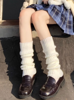 白色堆堆袜套女款搭配小皮鞋针织腿套显腿瘦秋冬小腿袜子jk保暖袜