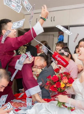 接亲游戏道具喷钱枪结婚筷子夹钞票枪婚礼创意吐钱机堵门伴娘拍照