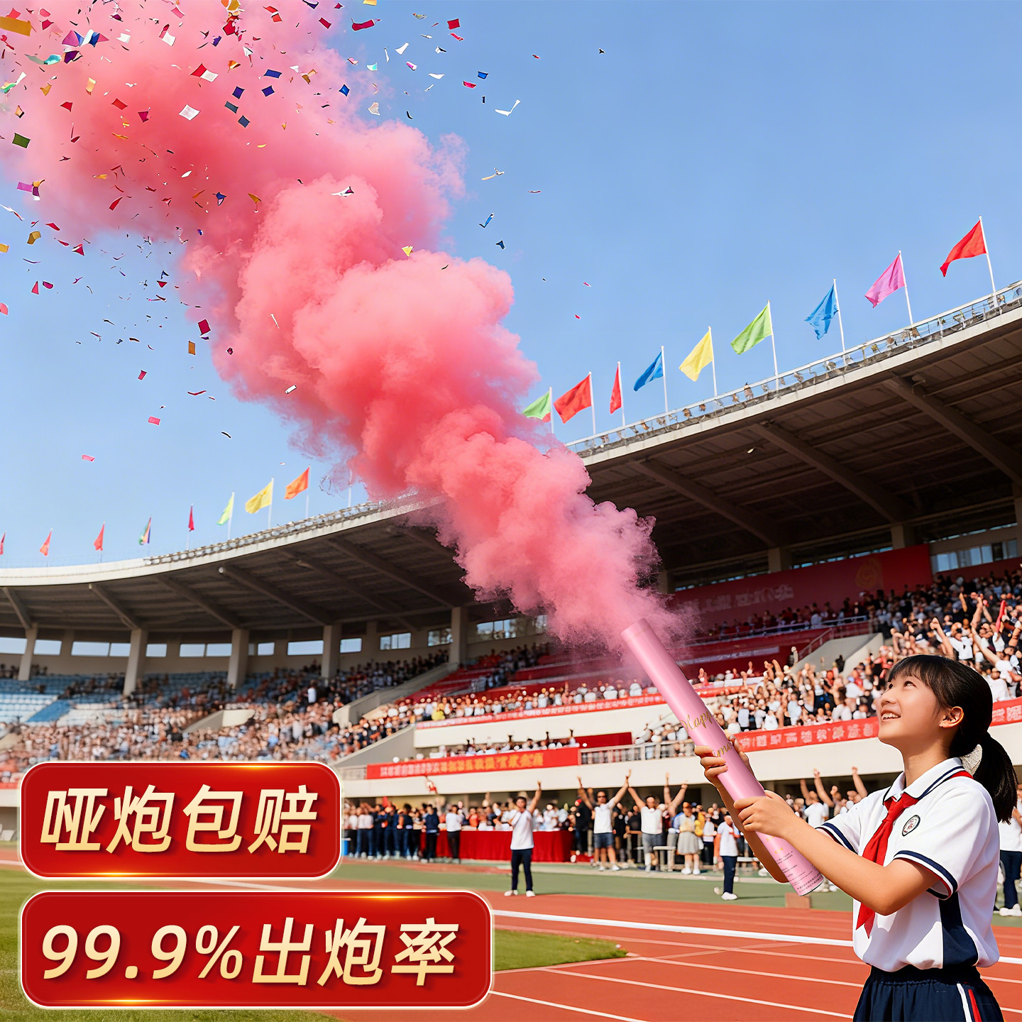 学校运动会开幕彩色烟气雾礼炮初高中户外氛围彩带手拧式持礼花筒