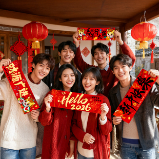 2026马年新年装饰手持横幅公司场景拍照氛围感团建年会布置小道具