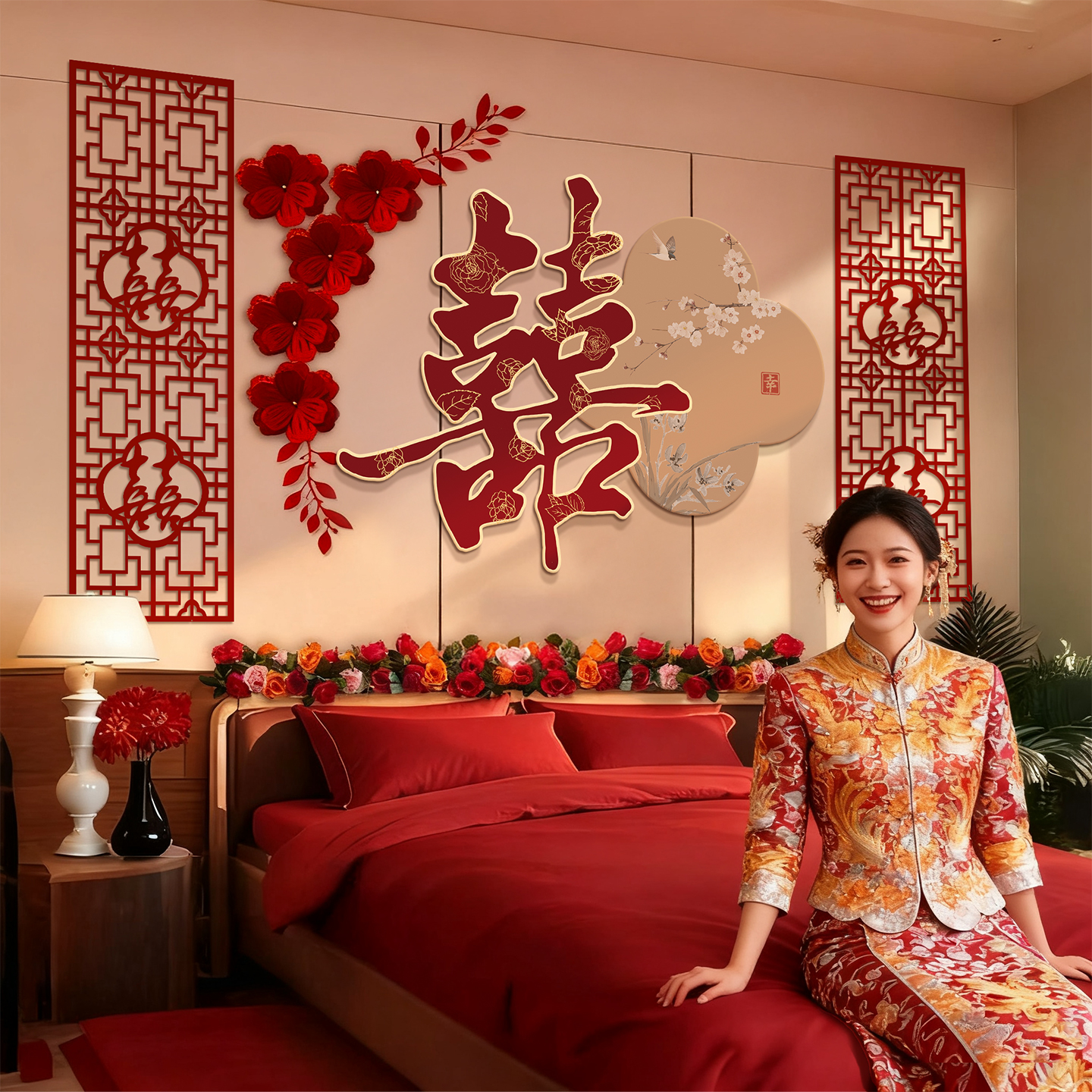 结婚布置装饰kt板喜字长条喜条