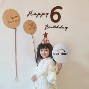 6岁女孩生日布置数字气球派对场景家庭简单装 饰小公主高级氛围感