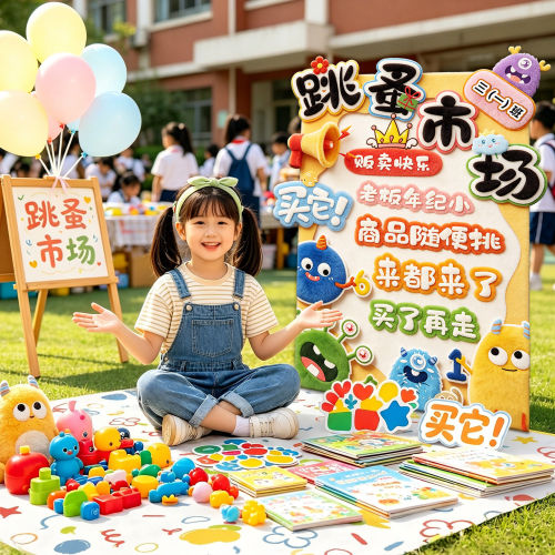 六一儿童节跳蚤市场摊位牌kt板道具套装小学生幼儿园海报装饰用品