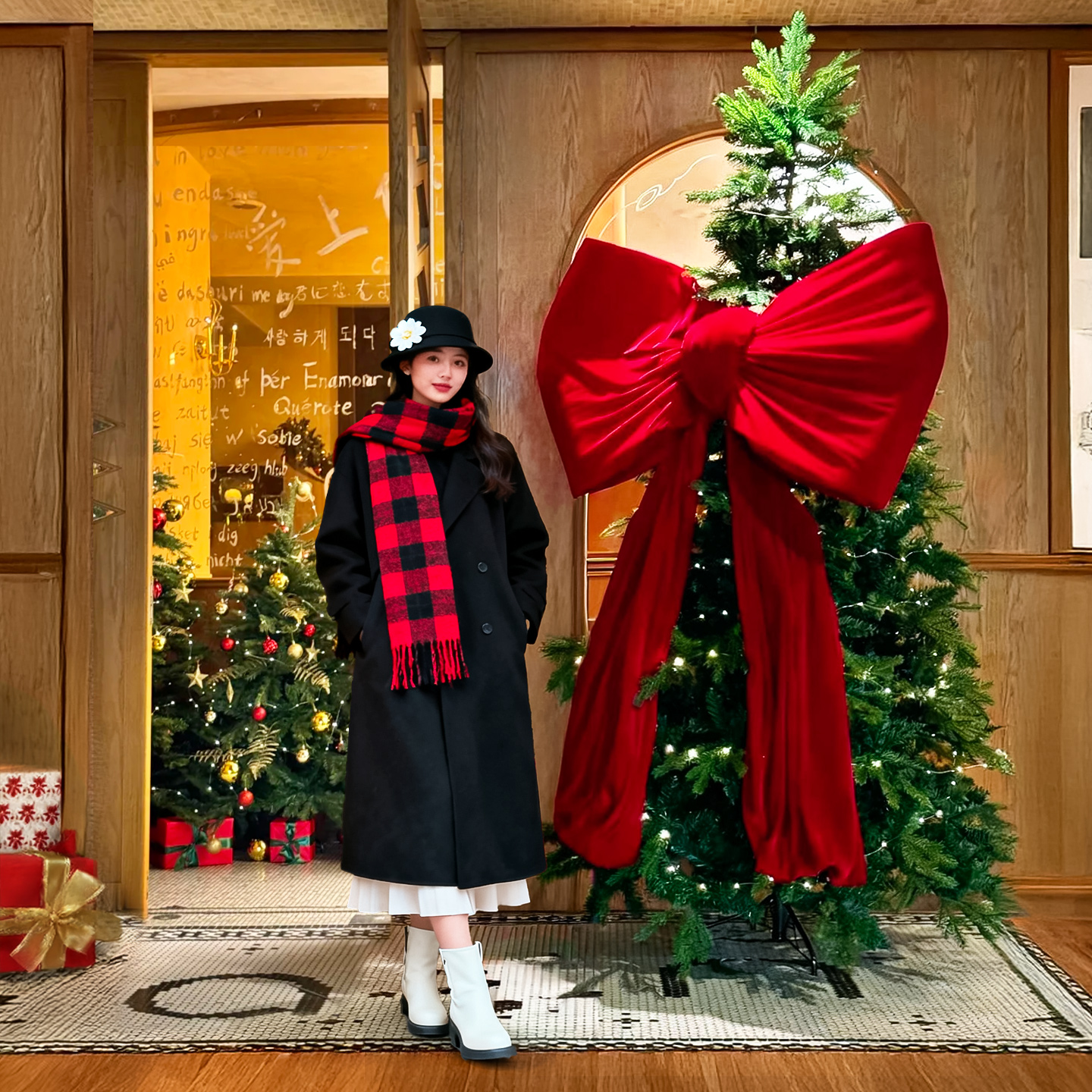 圣诞树装饰品蝴蝶结挂饰