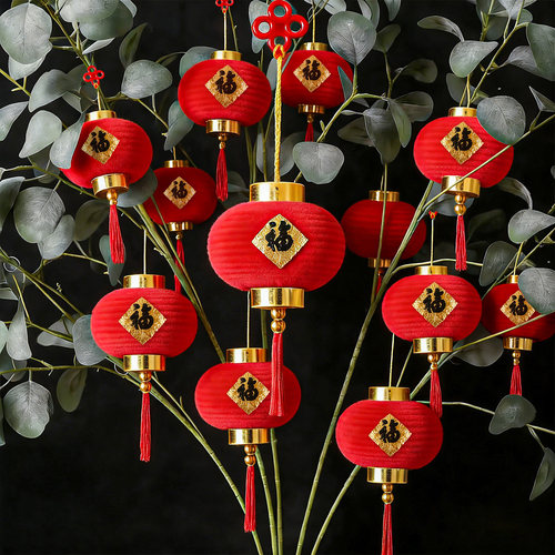 2026马年春节户外植绒小红灯笼