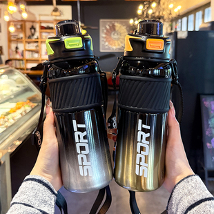 保温水杯男孩学生新款大容量316不锈钢吸管杯子儿童上学专用水壶