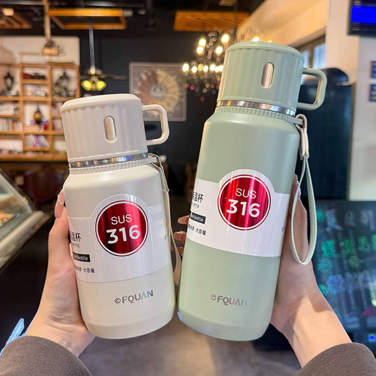 guloo大容量保温杯316不锈钢水杯