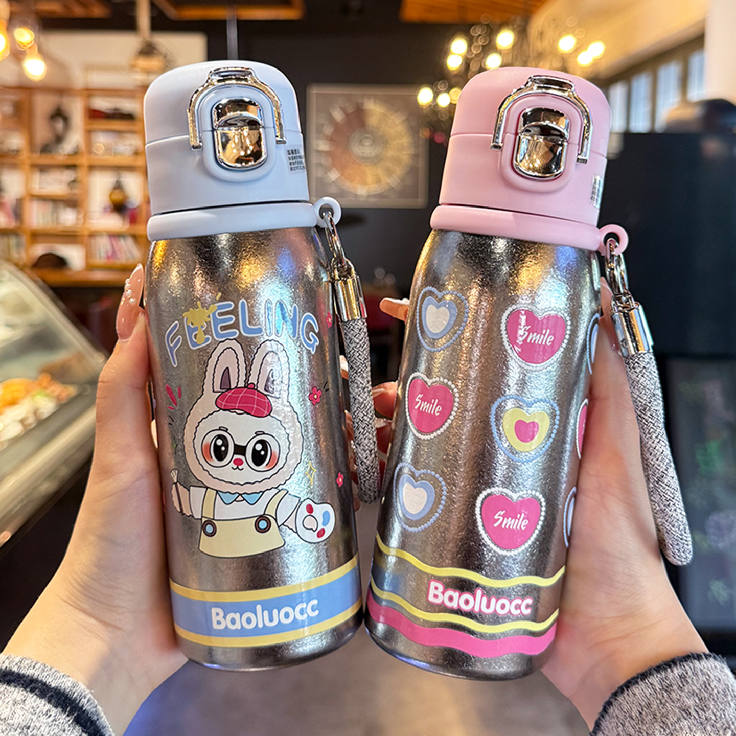 guloo纯钛保温杯高颜值吸管水杯