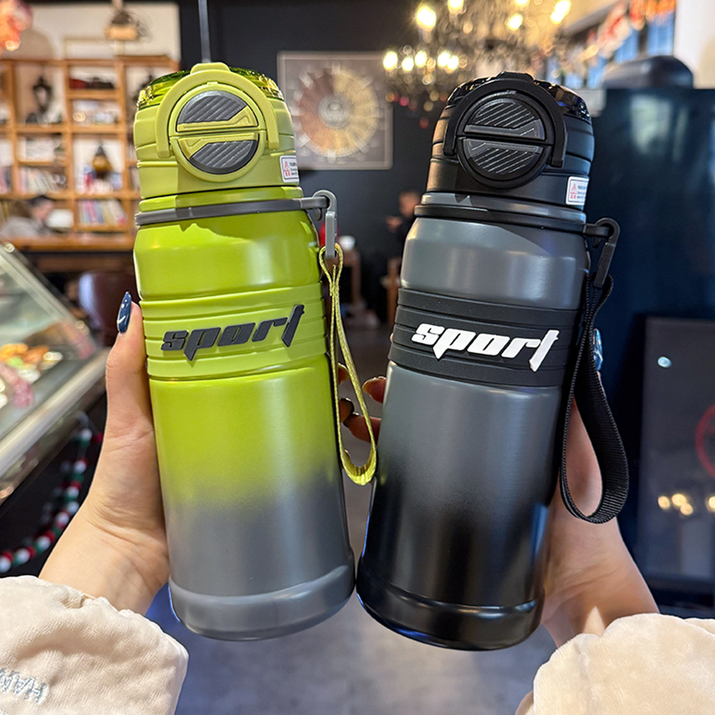 保温杯男款大容量2026新款双饮吸管水杯学生儿童男孩上学专用杯子