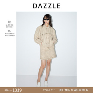 DAZZLE地素奥莱 毛呢外套春秋款女装粗花呢大衣