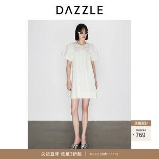 DAZZLE地素奥莱 连衣裙春夏度假法式镂空泡泡袖设计裙子女