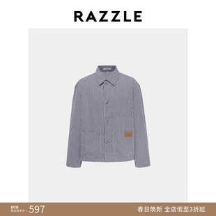 RAZZLE 地素男装牛仔外套秋季蓝色细条纹牛仔外套