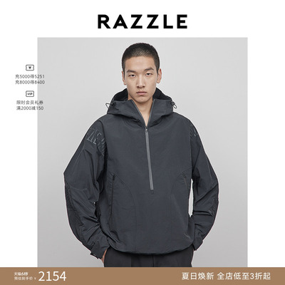 RAZZLE 地素奥莱男装黑色春季套头冲锋外套