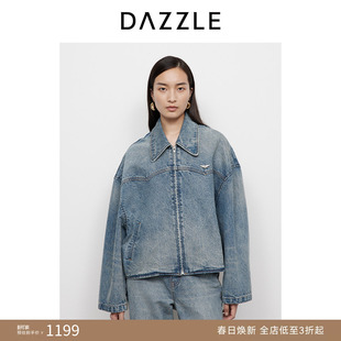 DAZZLE 地素奥莱牛仔外套2025年春季新款蓝色牛仔外套