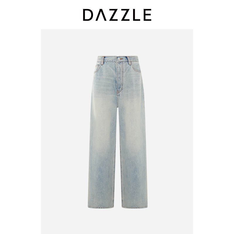 DAZZLE 地素奥莱牛仔裤宽腿裤休闲长裤蓝色直筒裤百搭显瘦图片