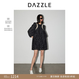 DAZZLE地素奥莱 连衣裙春秋女装印花蕾丝短裙