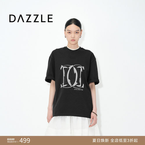 DAZZLE地素奥莱 25夏宽松T恤简单基础款短袖上衣女