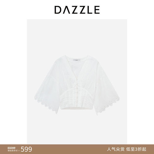 【人气尖货】DAZZLE地素奥莱小上衣夏季时尚优雅漂白色亚麻小上衣