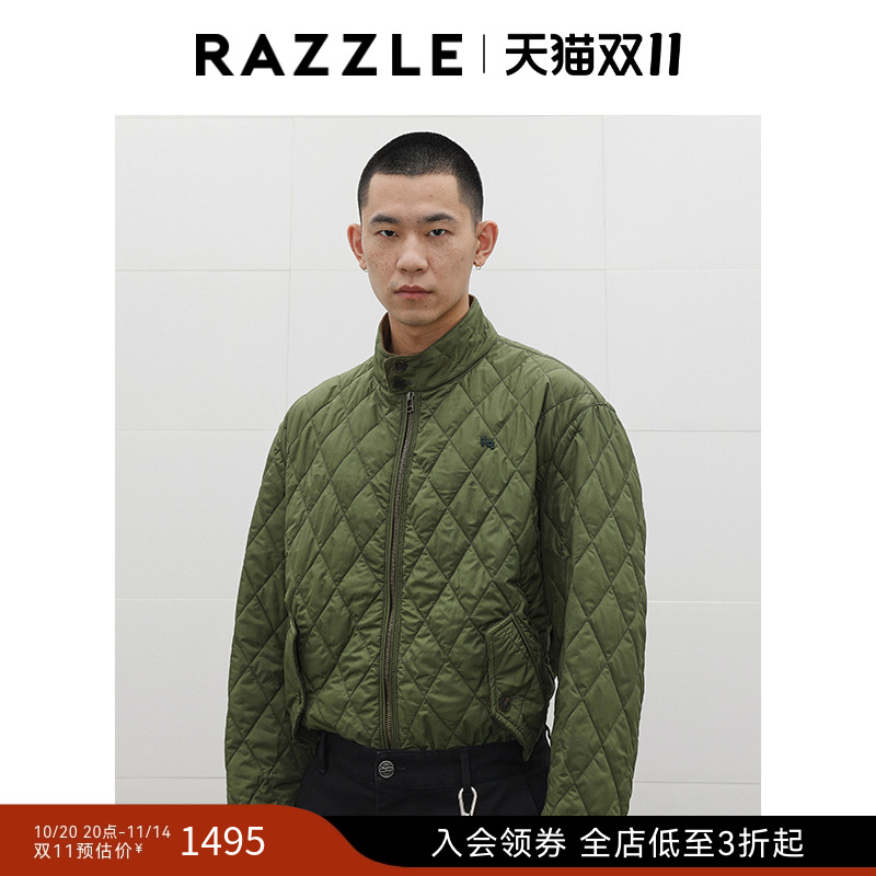 RAZZLE地素奥莱男装绿色秋季立领棉服