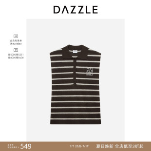 DAZZLE 地素奥莱毛衣秋深卡其色无袖针织衫