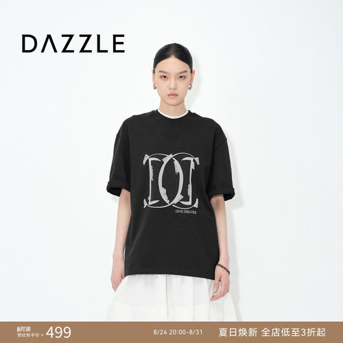 DAZZLE地素奥莱 25夏宽松T恤简单基础款短袖上衣女