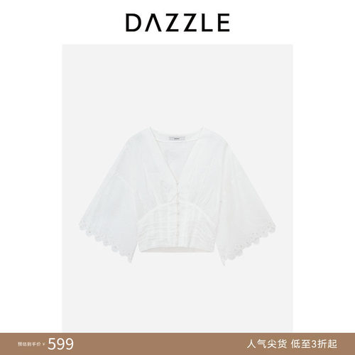 【人气尖货】DAZZLE地素奥莱小上衣夏季时尚优雅漂白色亚麻小上衣
