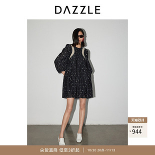 DAZZLE地素奥莱 连衣裙春秋女装印花蕾丝短裙