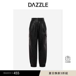 DAZZLE地素奥莱简约环保皮休闲工装 女 风宽松休闲裤 皮裤