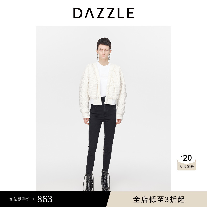 DAZZLE地素暗纹绣花棉缕