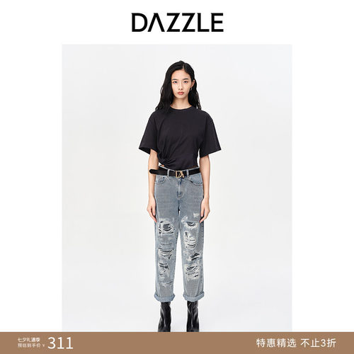 假破洞设计 显瘦裤型 做旧水洗