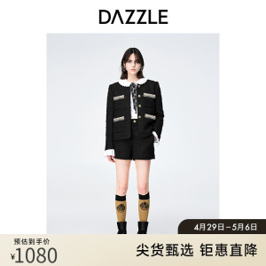 黑色大衣外套DAZZLE地素小香风