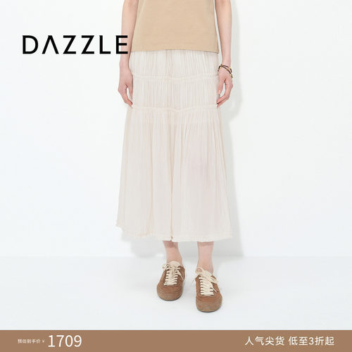 DAZZLE地素奥莱 半裙25夏重工打褶复古摩登芭蕾风流光半身裙