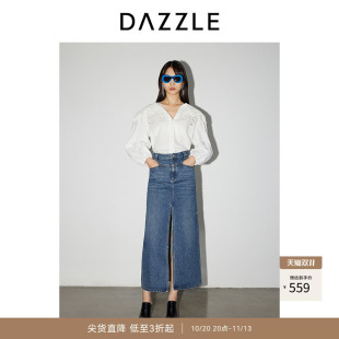 DAZZLE地素奥莱 半身裙春秋款女装水洗牛仔裙