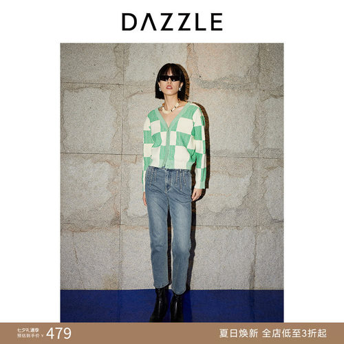 DAZZLE地素牛仔做旧水洗直筒裤