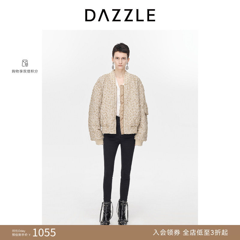 【奥莱专供】DAZZLE地素奥莱 花纱夹克冬季优雅别致棉服外套女