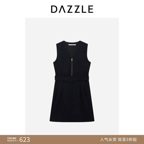 DAZZLE 地素奥莱连衣裙夏季深蓝色无袖连衣裙