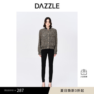 黑色高腰显瘦开叉小脚牛仔裤 DAZZLE地素奥莱 女2D4R70A