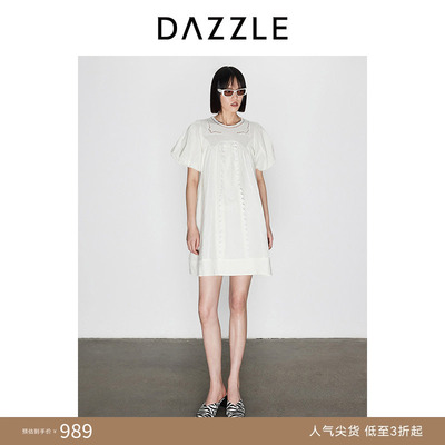 DAZZLE地素花布泡泡袖连衣裙