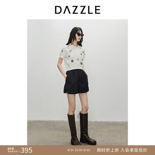 DAZZLE地素松紧腰休闲短裤
