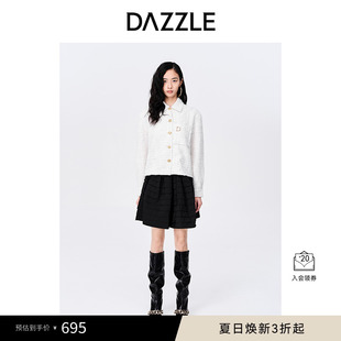 dazzle地素奥莱 外套上衣女2D4F4133B 法式 白色小香风粗花呢短款