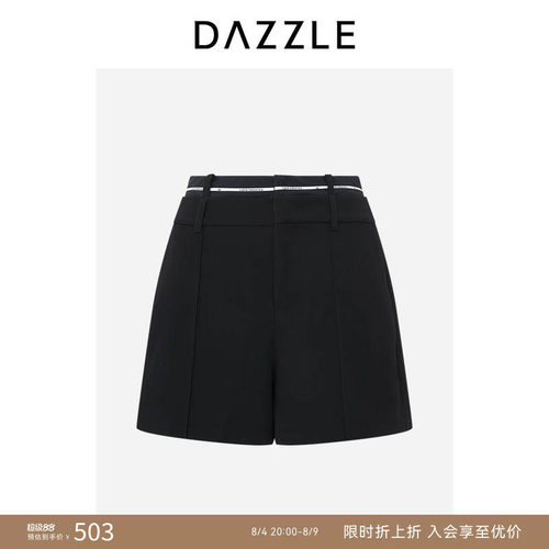 DAZZLE地素奥莱短裤黑色休闲短裤