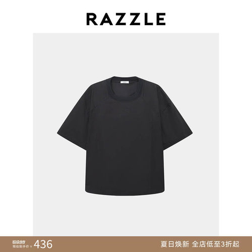 RAZZLE地素奥莱男装黑色小上衣夏季短袖小上衣