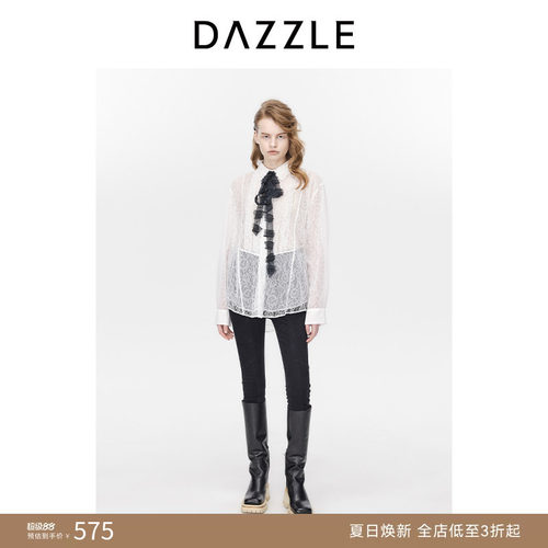 DAZZLE通勤长袖地素蕾丝
